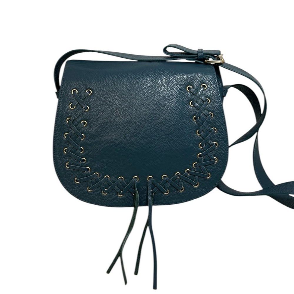 Violetta Blue Leather Saddle Crossbody Shoulder Purse/Bag